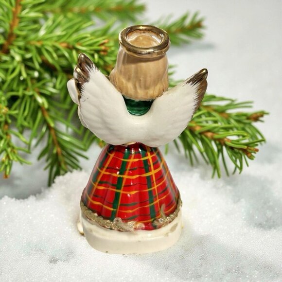 Vintage 1958 Angel Of Scotland Figurine By Art Gift Corp 4.5" Tall Plaid Kilt & - Picture 3 of 9
